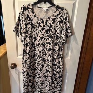 J. Jill Black and Cream Floral Midi Dress